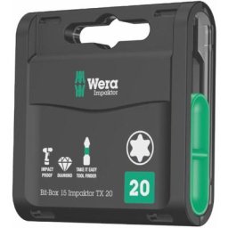 Wera - Plage de bits. Bit-box 15 impacteur tx 20. 15 parties