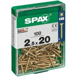 Spax - Boîte 100 unités. vis a bois cab. plat yellox 2.5x20mm