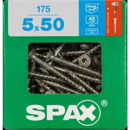 Vis acier inoxydable, 5 x 50 mm, 175 unités, Filetage partiel, Tête fraisée, t-star plus T20, 4CUT,