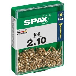 Spax - Boîte 150 unités. vis a bois cab. plat yellox 2.0x10mm