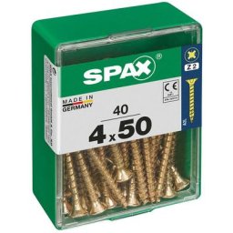 Boîte 40 Unités. Vis A Bois Spax Cab. Plat Yellox 4.0x50mm Spax