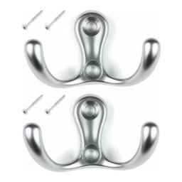 2x crochet métal argent chromé mat avec vis mural cuisine salle de bain porte manteau serviette sac