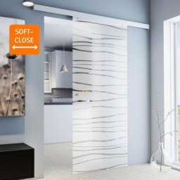 Inova Star - Porte coulissante intérieure Inova, 75 x 203 cm, verre de sécurité décor mistral, 3