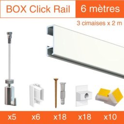Cimaise Box Artiteq Click premium 6 mètres Blanc laqué - Kit accrochage tableau