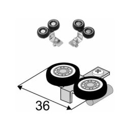 Jeu de galets supérieurs sans cadre pour porte coulissante verre 10mm symétrique gauche et droite