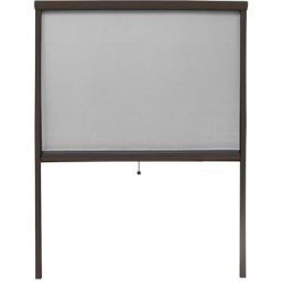 Moustiquaire fenêtre enroulable 130x160cm en aluminium brun protection insectes