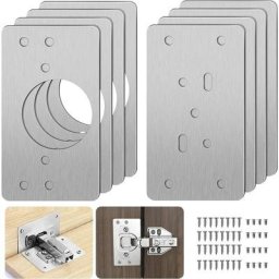 Plaque de Réparation de Charnière D'armoire avec Trou, 8 Pièces Supports de Réparation Plaques