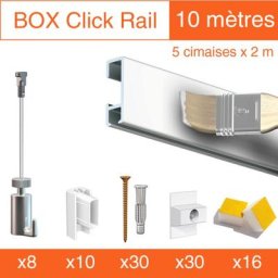 Cimaise Box Artiteq Click premium 10 mètres BLanc Brut à peindre - Kit accrochage tableau