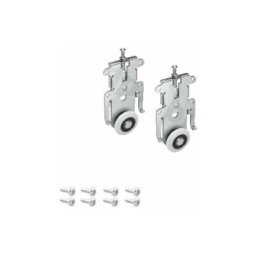 2x Chariot inférieur pour porte coulissaante sans cadre 18mm Blue V avec vis Placard Dressing Guide