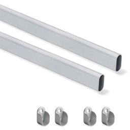 Emuca - Kit tube de penderie 30x15 mm aluminium, 0, 95 m, Anodisé mat, Aluminium et Zamak, 1 ut.