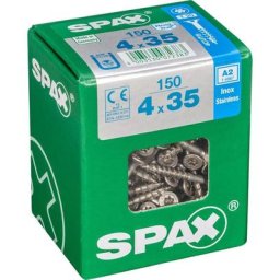 Vis acier inoxydable, 4 x 35 mm, 150 unités, Filetage partiel, Tête fraisée, t-star plus T20, 4CUT,