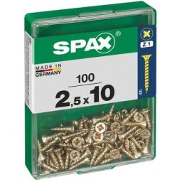 Spax - Boîte 100 unités. vis a bois cab. plat yellox 2.5x10mm