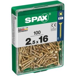 Spax - Boîte 100 unités. vis a bois cab. plat yellox 2.5x16mm
