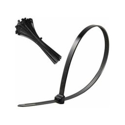 100x collier de serrage plastique 2,5x200mm noir cranté pour diamètre 53mm résistant à l'huile et à