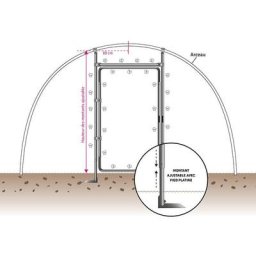 Kit porte adaptable pour serre de h min 2 m - max 2.50 m, Barre de seuil ø 30 mm, Diamètre de votre