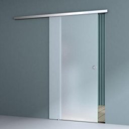 Sogood Porte Coulissante en Verre pour L'intérieur 90cm x 215cm Verre de Sécurité Opaque Poignée