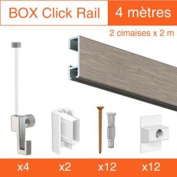 Cimaise Box Artiteq Click éco 4 mètres Gris - Kit accrochage tableau