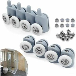 Lot de 8 roulettes de porte coulissante 25 mm pour porte de cabine de salle de bain.