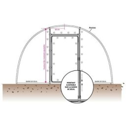 Kit porte adaptable pour serre de h min 1,80 m - max 2 m, Barre de seuil ø 30 mm, Diamètre de votre