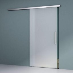 Porte Coulissante en Verre pour L'intérieur 90cm x 205cm Verre de Sécurité Opaque Poignée de Barre