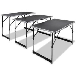 Table à coller 3 pcs pliable Hauteur réglable Vidaxl Noir