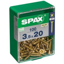 Boîte 100 Unités. Vis A Bois Spax Cab. Plat Yellox 3.5x20mm Spax