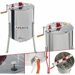 Arebos - Extracteur de miel manuel à quatre peignes en acier inoxydable miel d'apiculteur - Argentés