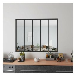 Aica Sanitaire - Verrière Atelier en aluminium noir mat 153x108cm 5 carreaux Verrière fixe kit de