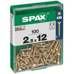 Spax - Boîte 100 unités. vis a bois cab. plat yellox 2.5x12mm