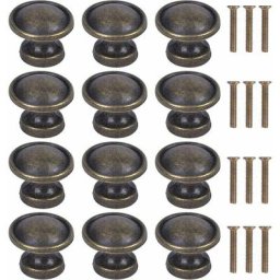 BSR 12pcs Bronze Vintage Drawer Knobs, 231915mm Door Drawer Knobs, Cabinet Pulls, Round Cabinet