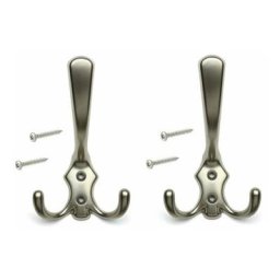 Cyclingcolors - 2x crochet double 125mm métal nickel mat avec vis mural cuisine salle de bain porte