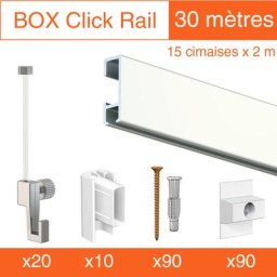 Cimaise Box Artiteq Click éco 30 mètres blanc laqué - Kit accrochage tableau