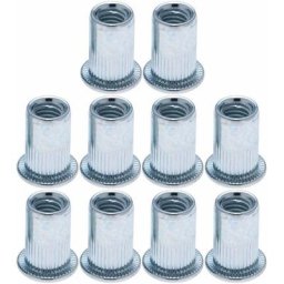 Cyclingcolors - 10x Ecrou rivet aveugle à tête plate en acier zingué Insert Fileté Filetage Métal