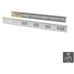 Emuca - Kit de 5 Paires de coulisses pour tiroirs, à billes, 45 x 350 mm, sortie totale, fermeture