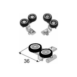 Jeu de galets supérieurs sans cadre pour porte coulissante verre 10mm asymétrique gauche et droite