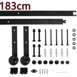 Dyhf - noir-Rail Suspendu de Porte Coulissante -183cm- Système de Voie Industriel Roue de Poulie