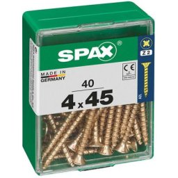 Boîte 40 unités. vis a bois spax cab. plat yellox 4.0x45mm spax