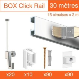 Cimaise Box Artiteq Click éco 30 mètres Blanc brut à peindre - Kit accrochage tableau