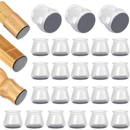 Lot de 24 protège-jambes de chaise en silicone pour sols en bois dur, couvre-pieds de table,