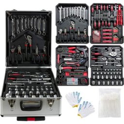 AREBOS Valise à Outils Set d'outils 1200 pièces Valise à roulettes ou valise de transport (1200