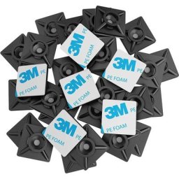 100 Pièces Embases Adhesive pour Attache de Cable, 20mm x 20 mm, Noir, Serre-Câbles Auto Adhésif,