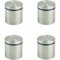 4x Support de vitre imitation inox avec joint en plastique Porte Verre Miroir Etagère Décoration