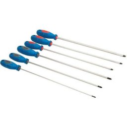 Silverline - Lot de 6 tournevis extra-longs plats et cruciformes
