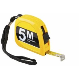 Mètre ruban longueur 5m iso 9002 déroulant avec blocage, attache ceinture et sangle manuelle