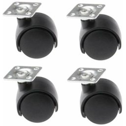 Cyclingcolors - 4x roulette meuble pivotante sans frein 30mm plastique noire universelle mini