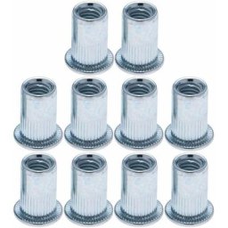 Cyclingcolors - 10x Ecrou rivet aveugle à tête plate en acier zingué Insert Fileté Filetage Métal