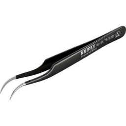 92 38 75 esd Pince brucelle de précision pointe en forme de faucille, courbée à 45° 120 mm - Knipex