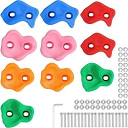 10 Pierres Prises d'escalade Enfant 5 Couleurs avec Matériel de Fixation, Set de poignées de Bloc