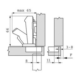 Charnière clip top ouverture 170° grand coude Inserta Blum CH71654