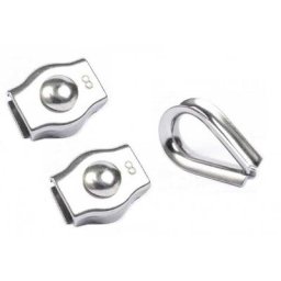 Afg Diffusion - Kit inox 2 Serres cables simples et 1 cosse coeur câble de 4mm